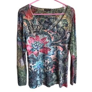 Y2k graphic long sleeve bedazzled lotus t-shirt by Emily Blu